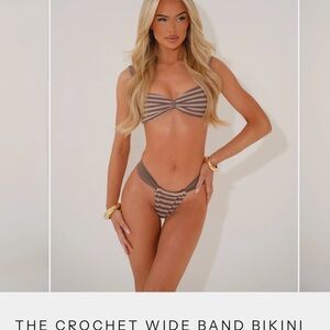 Koko Bay Crochet Brown Striped Bikini Set NWT!!!!
